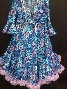 Adult Female Costumes to Hire - Island girl -2 - Blue & Lilac flower top & skirt